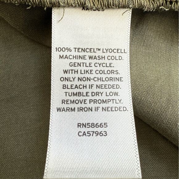 Caslon Cap Sleeve Button Front Tie Waist Utility Midi Dress Olive Green Size 3X - Picture 10 of 11